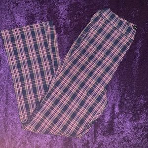 Multicolor Checker Print Flared Ankle Pants